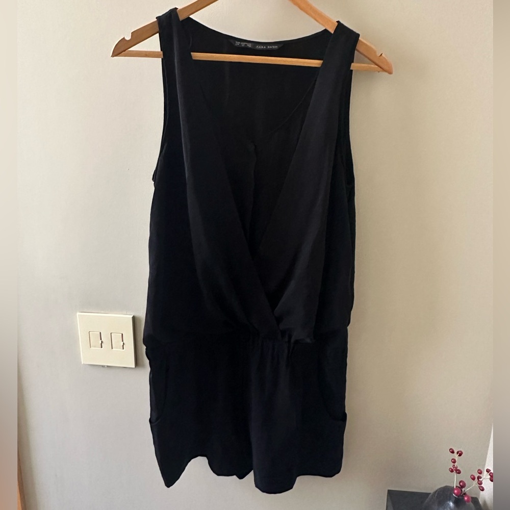 Zara Sleeveless Black Romper / Playsuit with Pockets